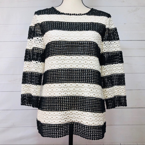 Talbots Tops - Talbots Striped Cut Eyelet Pullover Sz Small